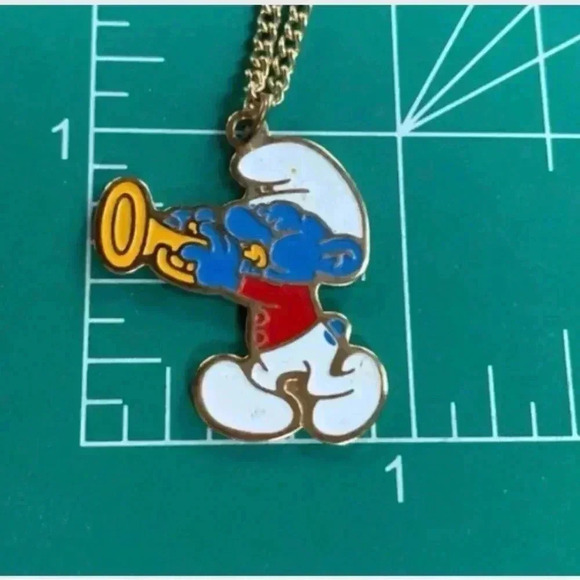 Vintage 80s Smurf Necklace signed “1989 Peyo” - Picture 6 of 8